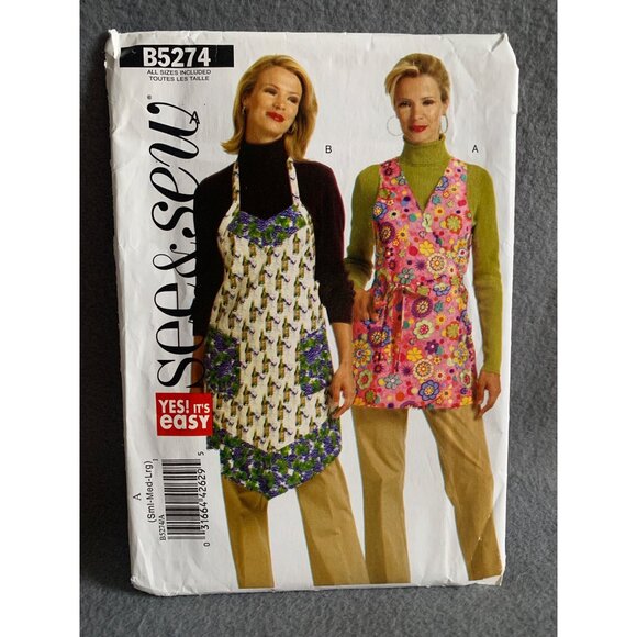 Butterick Misses Aprons Sewing Pattern B5274 sz Sm-Lg- uncut - Picture 1 of 9